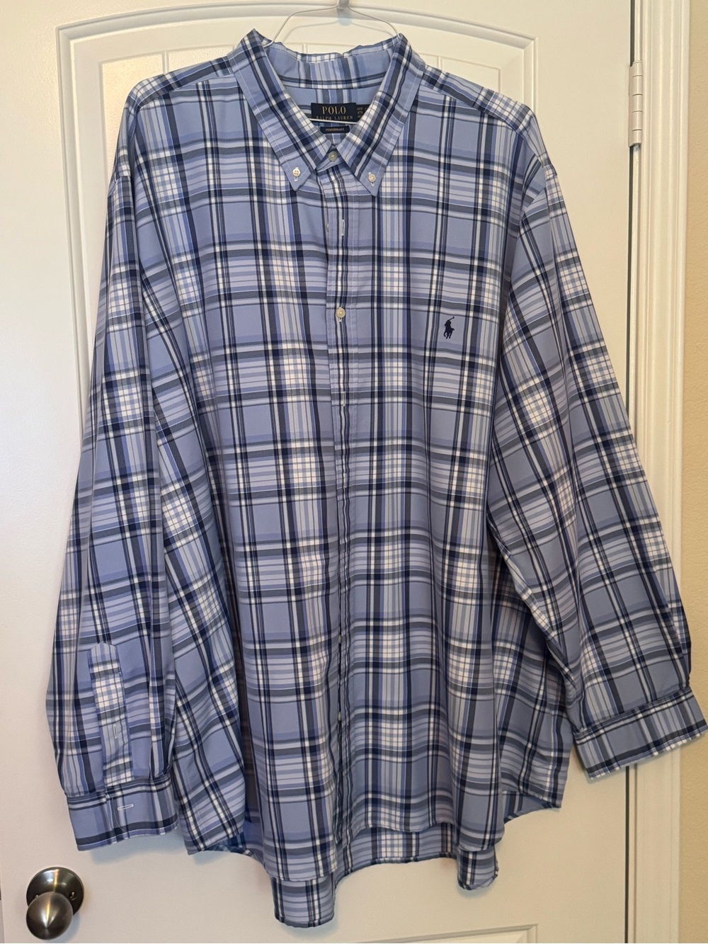 Polo by Ralph Lauren Light Blue Plaid Button-Down Shirt 4XL